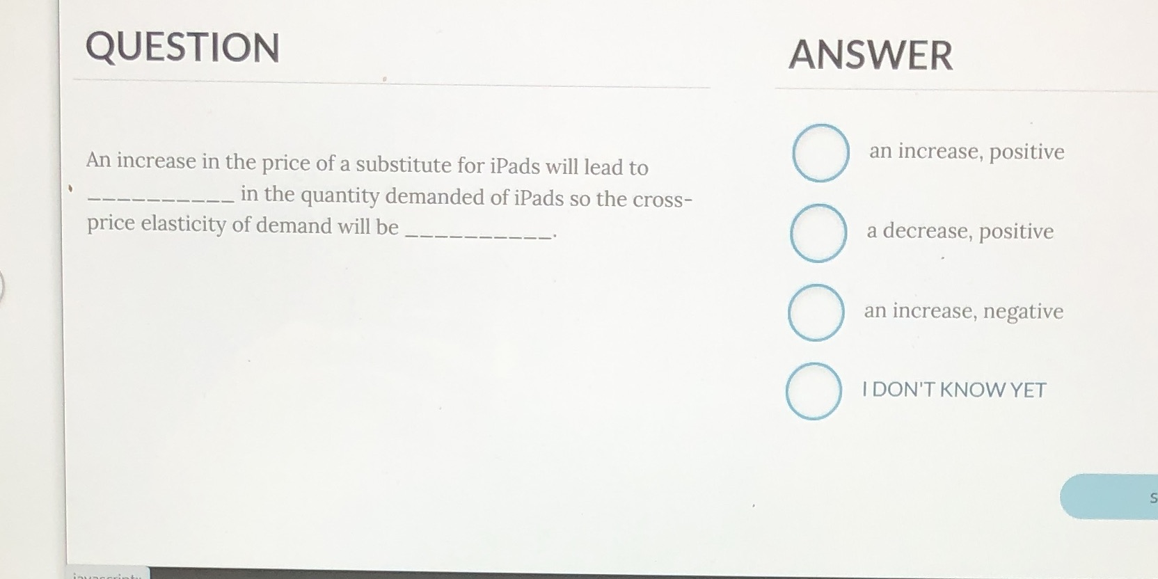 of a substitute for iPads will lead to __________ in the quantity