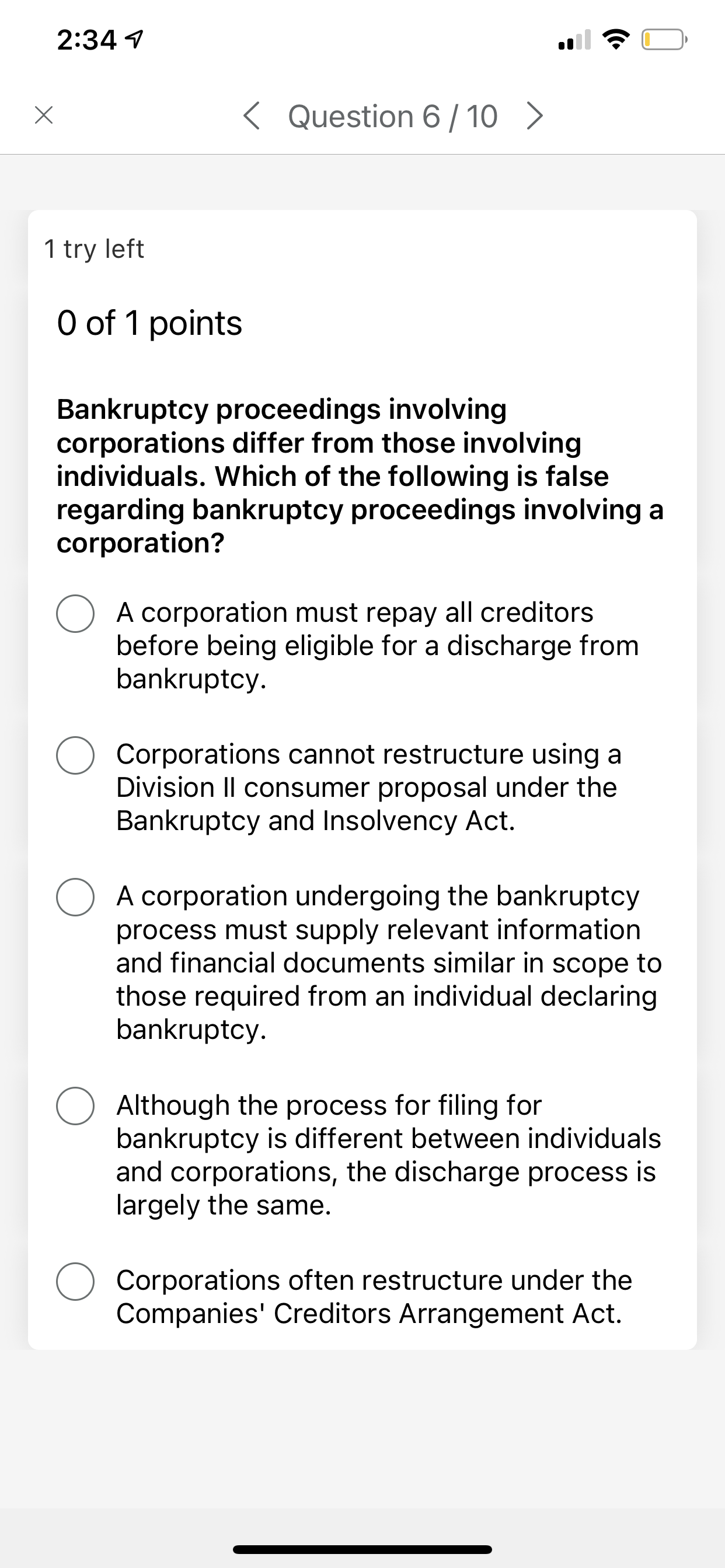 Companies' Creditors Arrangement Act before appointing a receiver. 0 Give the corporation