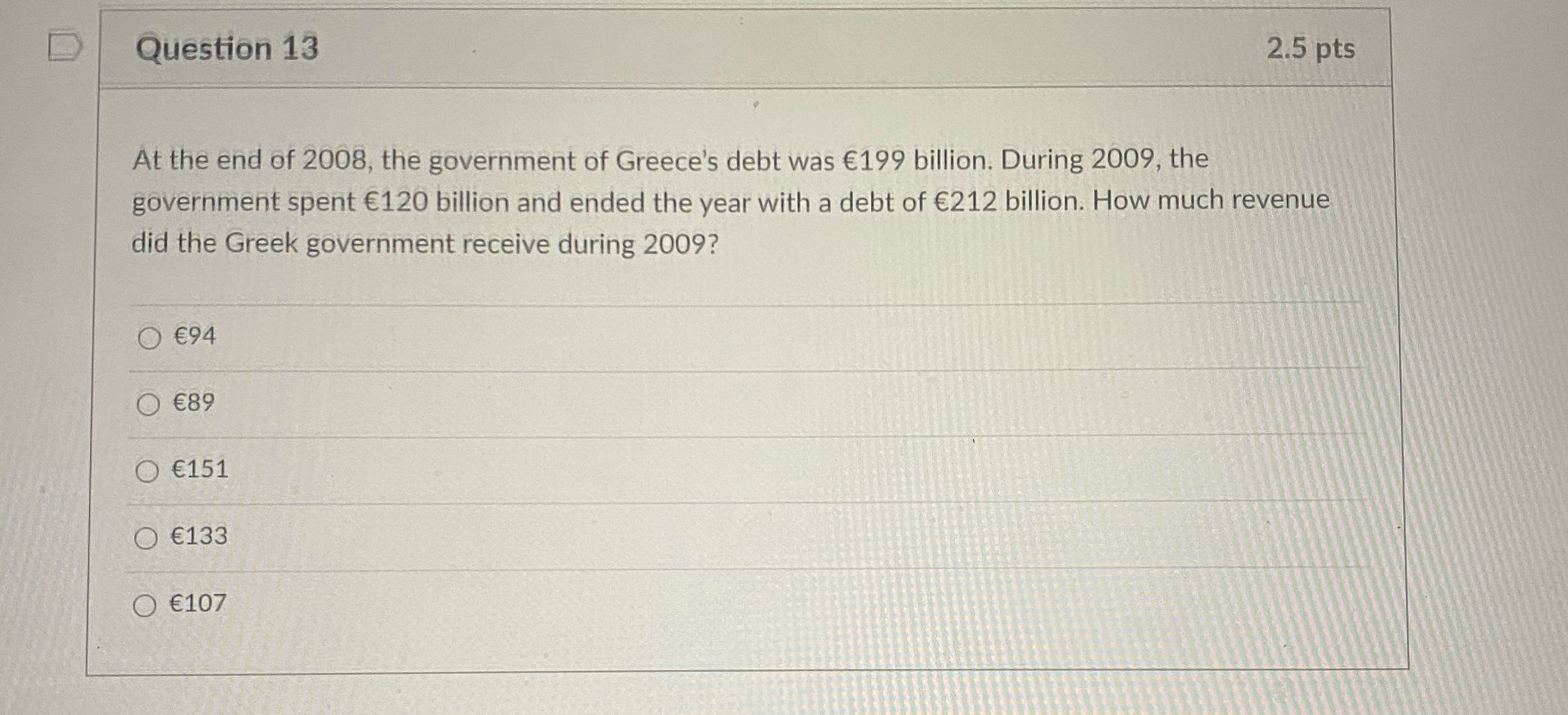 the end of 2008, the government of Greece's debt was E199 billion.