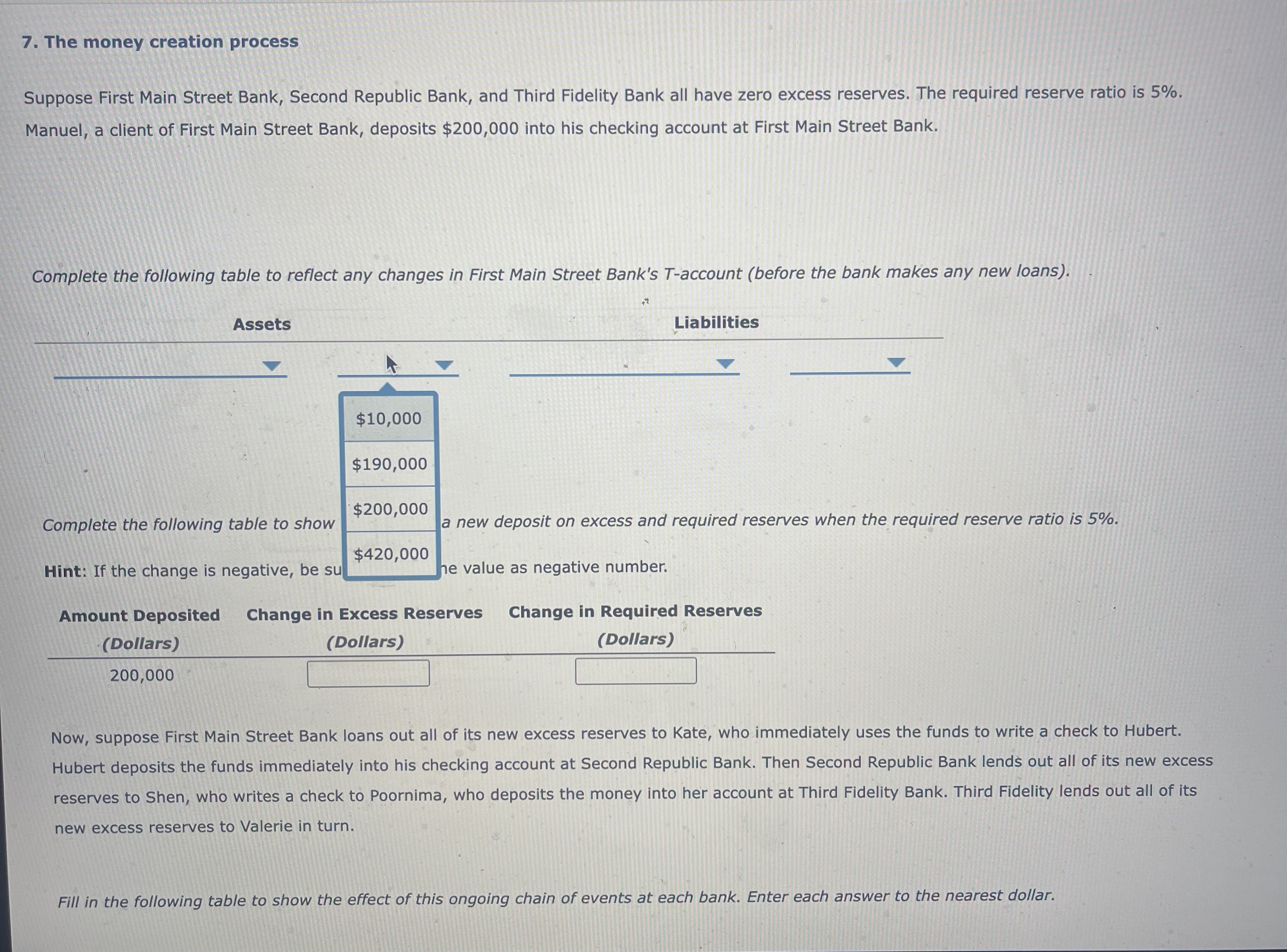 show the effect of a new de tired reserves when the required