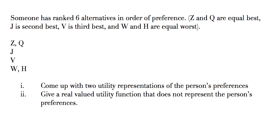 please answer as early as possible Someone has ranked 6 alternatives