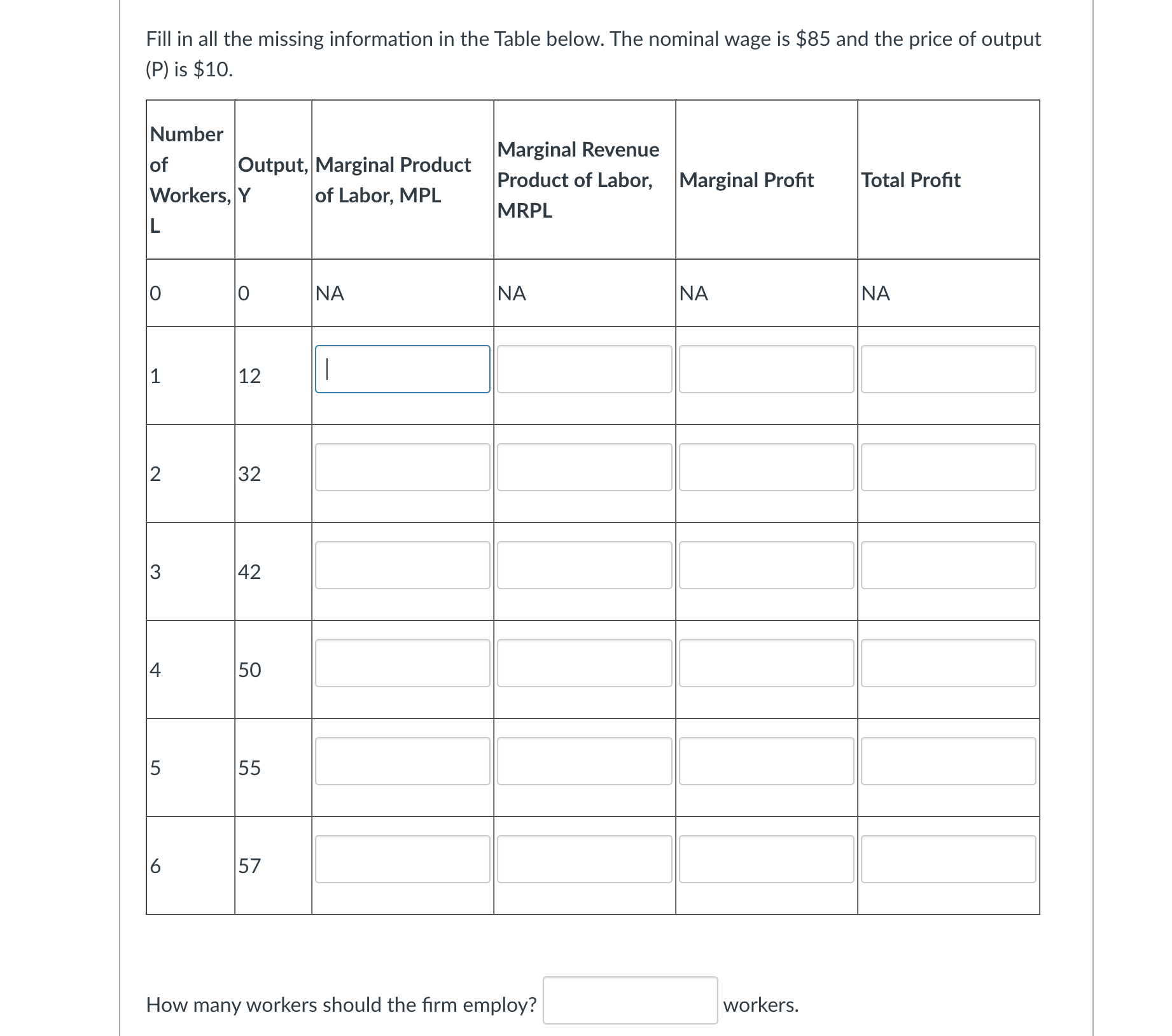  Fill in all the missing information in the Table below. The