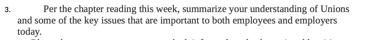 Unions and some of the key issues that are important to both