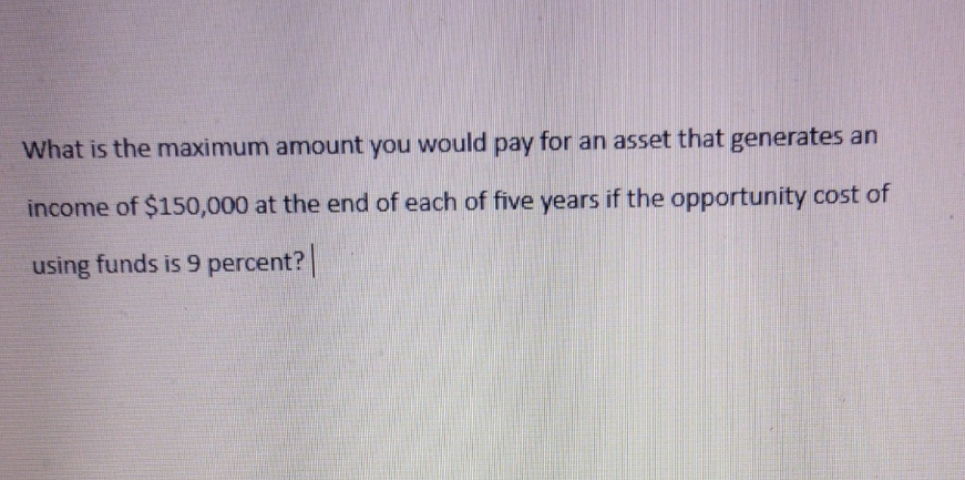 the maximum amount you would pay for an asset that generates an