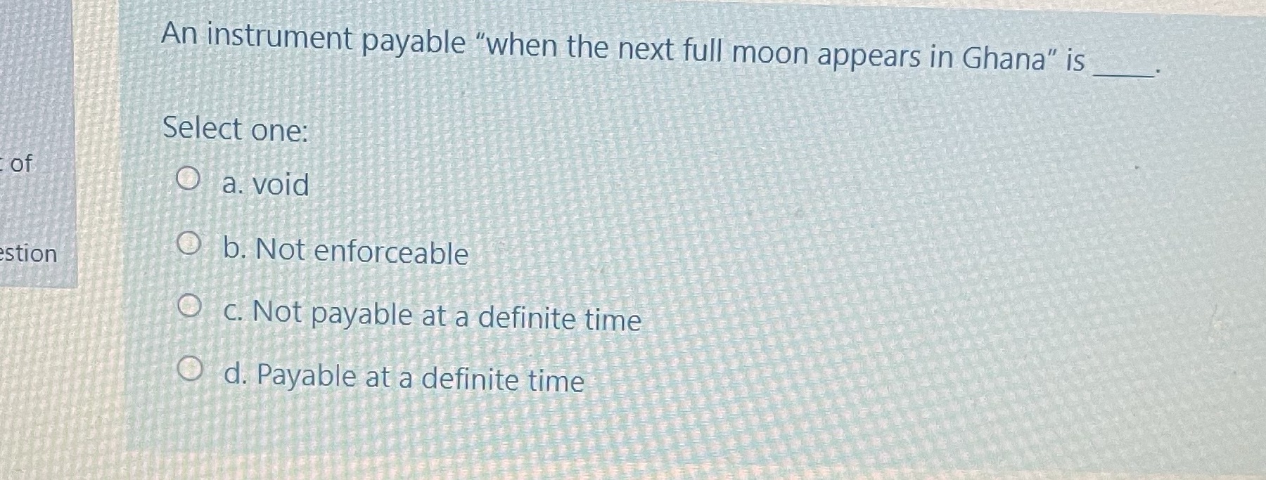 Of stion Die "When the next fu// moon appears in Ghana" is