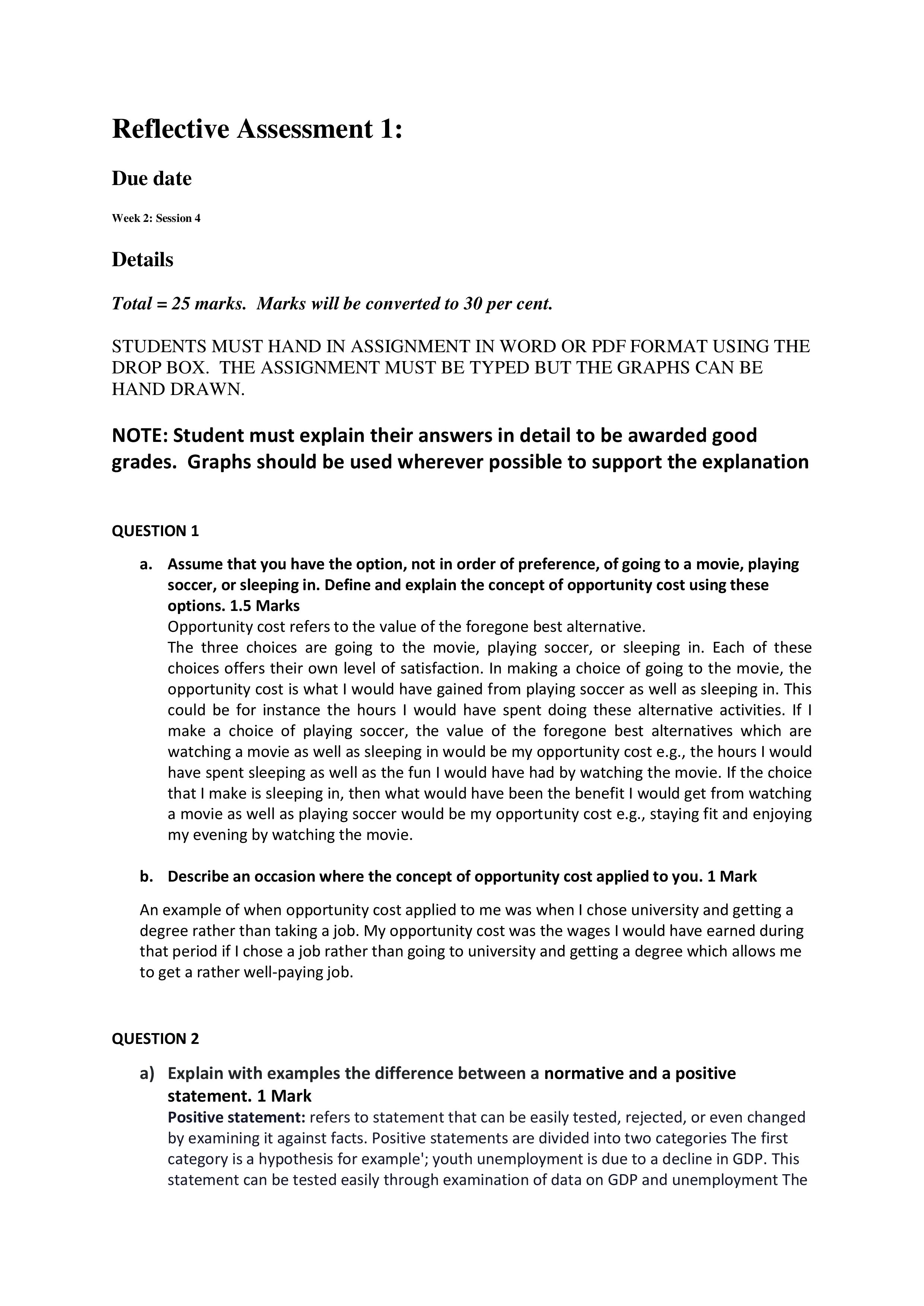  QUESTION 6 Reective Assessment 1: Due date Week 2: Session 4
