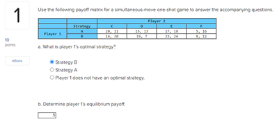  Use the following payoff matrix for a vimulvine 4 a. What