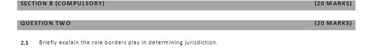 Briefly explain the role borders play in determ ining jurisdiction.