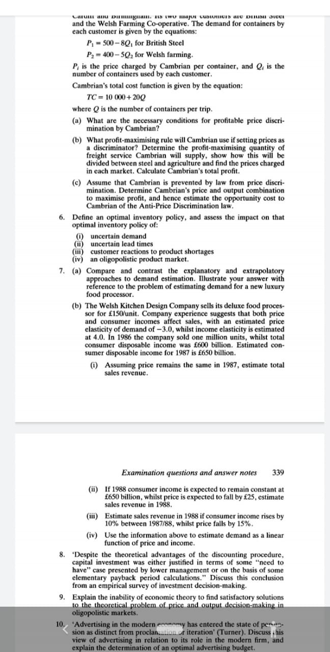 the theoretical and empirical validity of the profit maximisation hypothesis. 3. The