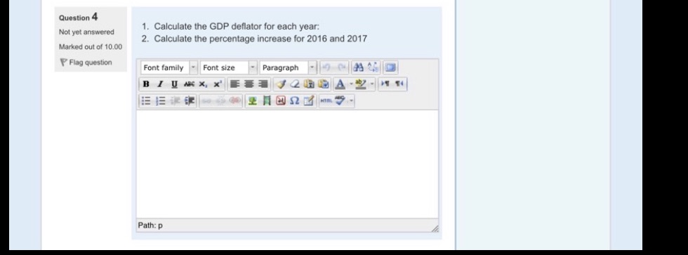 GDP deflator for each year: Not yet answered 2. Calculate the percentage