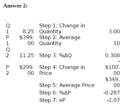  Answer 2: Step 1: Change in 8.25 Quantity 3.00 NOPOPO' $399.