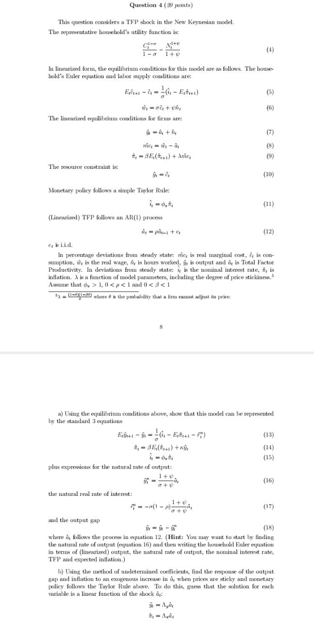 equation and labor supply conditions are: (5) (6) The linearized equilibrium conditions