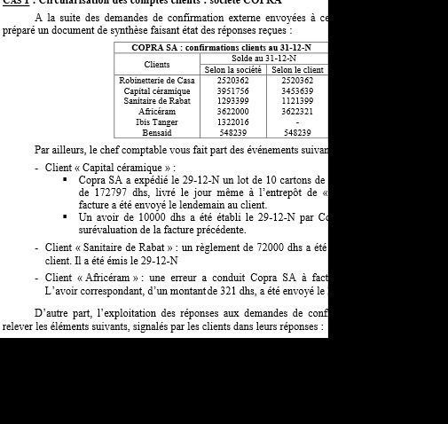 A Ia suite des demandes de confirmation externe envoyes c prpar un