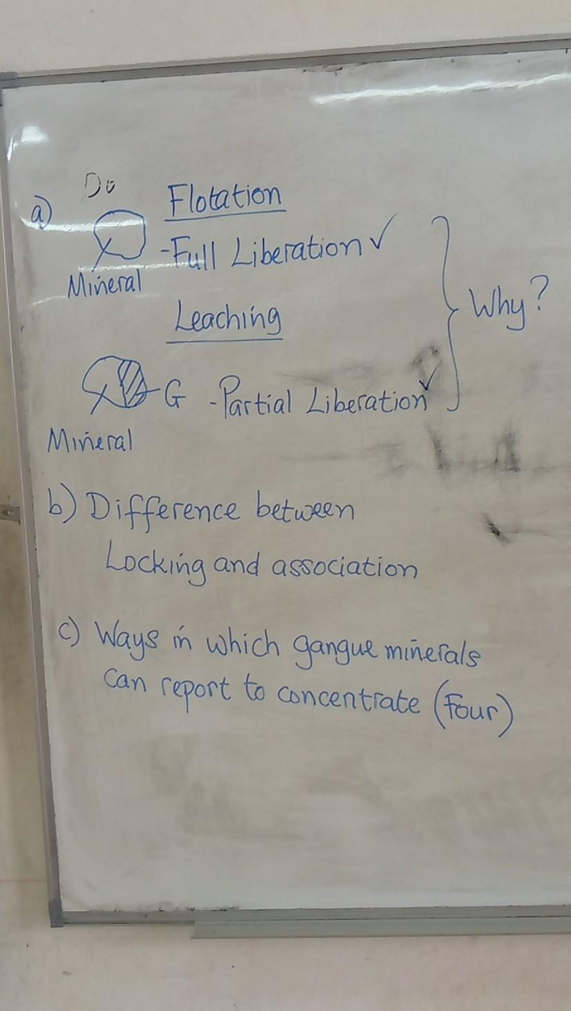  Do a ) Flotation Full Liberation Mineral Leaching Why ? G