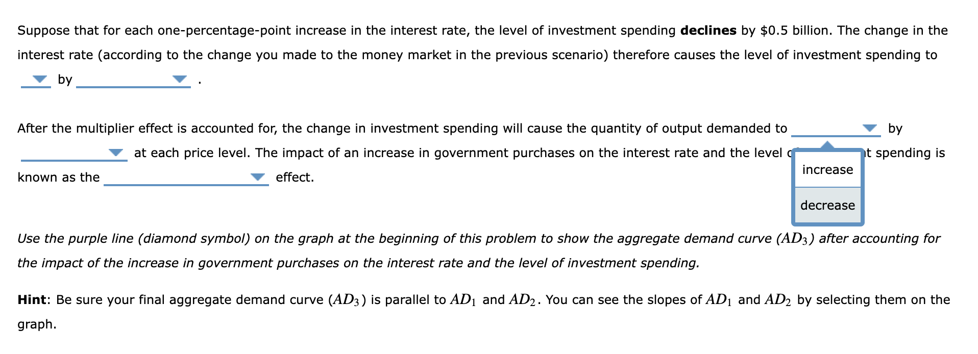 The following graph shows the economy's aggregate dem. After the increase in