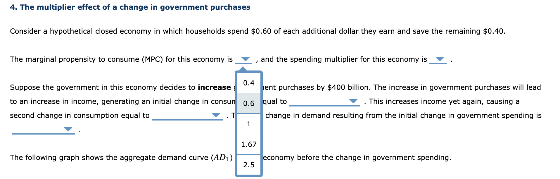 output demanded in the economy.Show the impact of the increase in the
