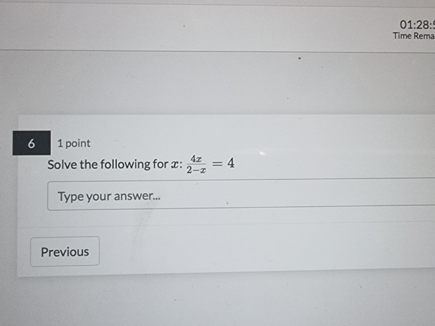 following for C: 2- 4x - = 4 Type your answer... Previous