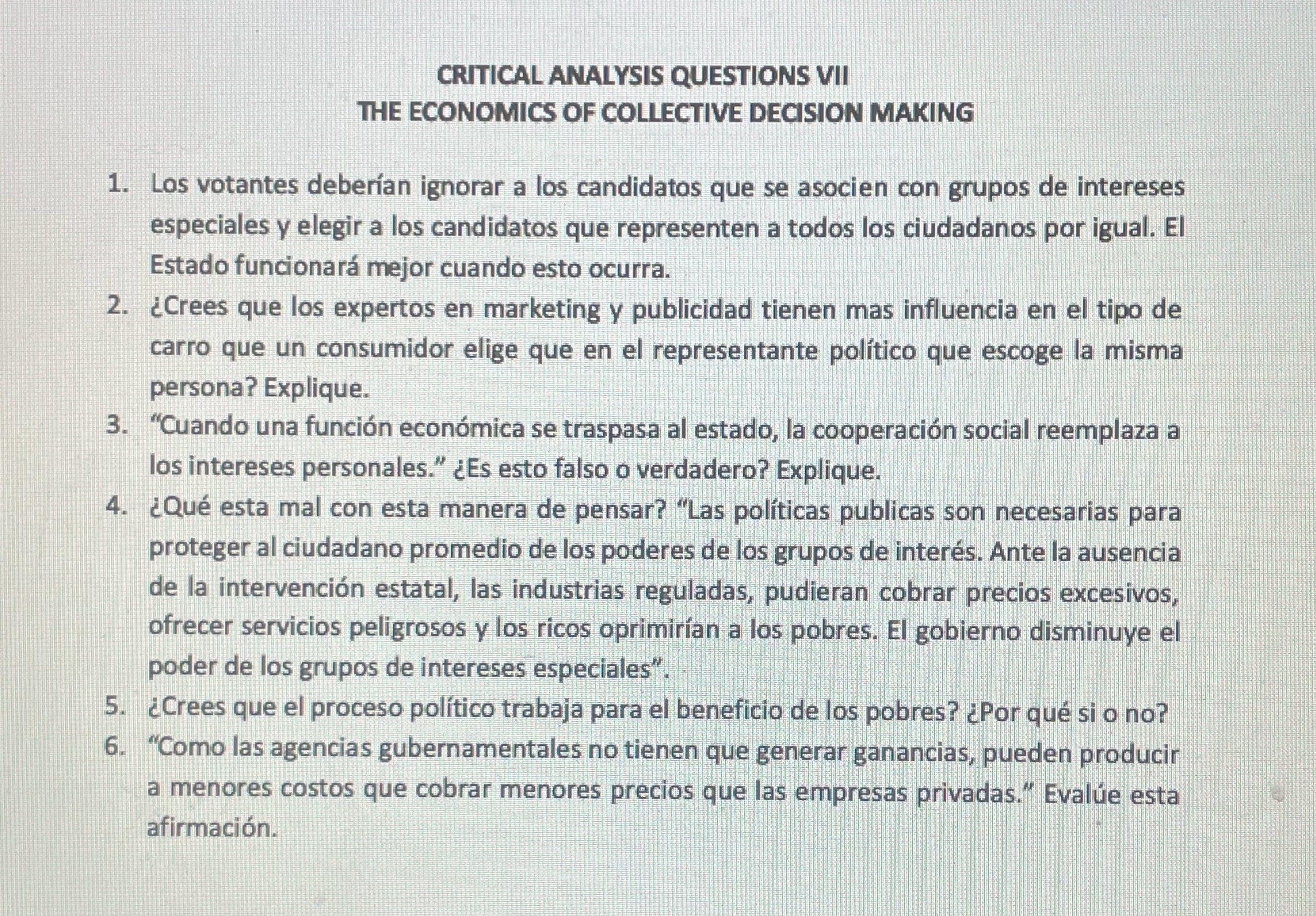 votantes deberian ignorar a los candidatos que se asocien con gtupos de