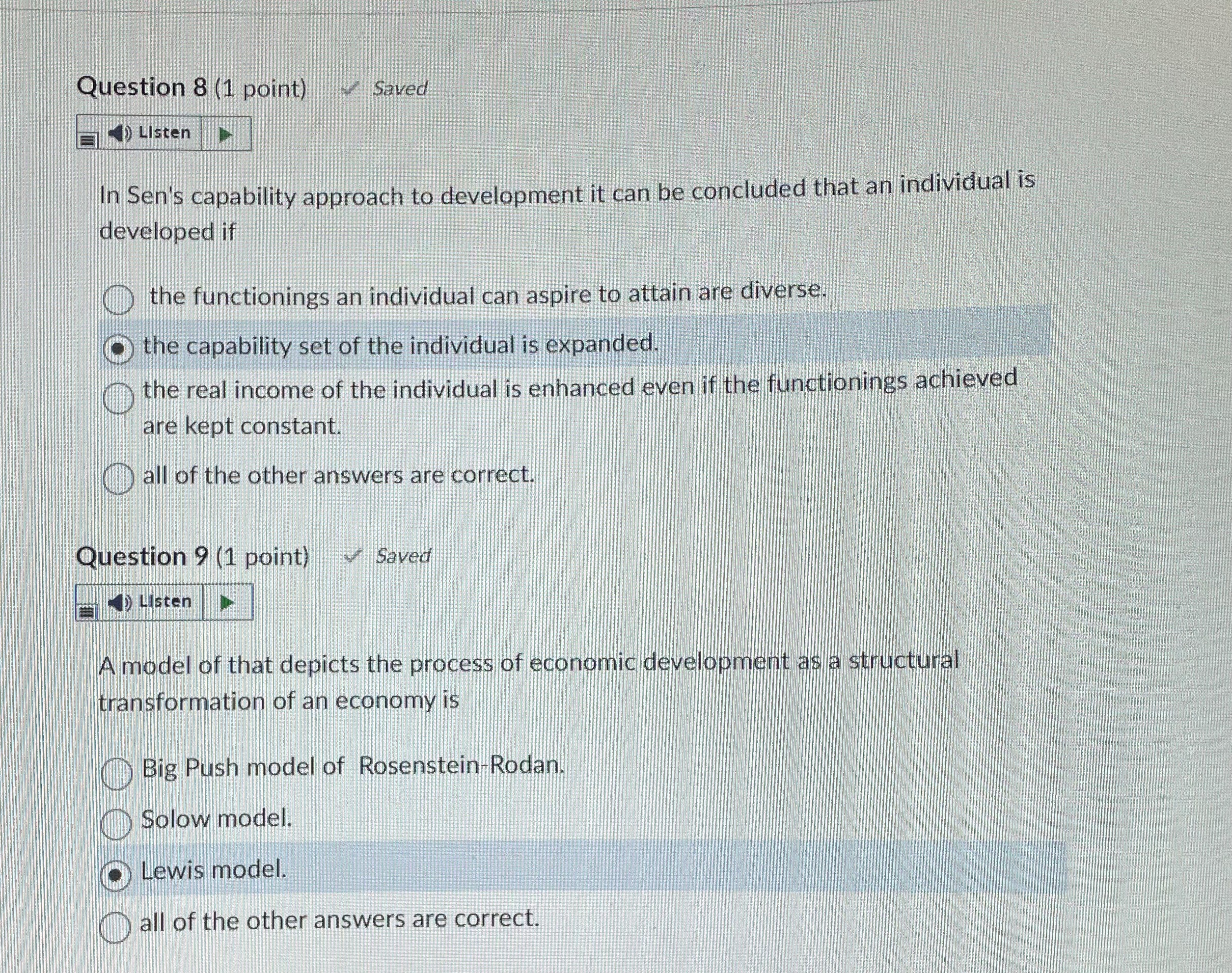 model. formalized microeconomic model. Question 3 (1 point) Saved 18 Listen The