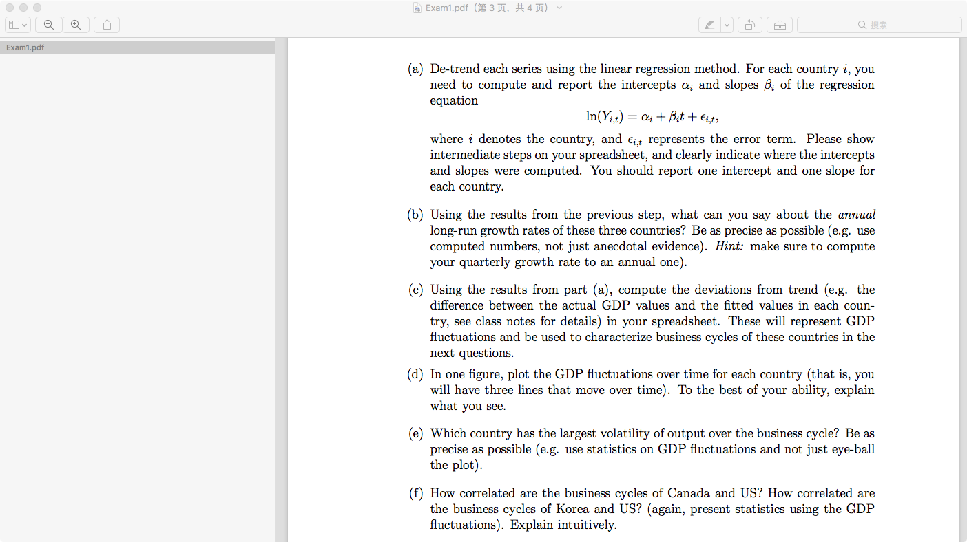 to each question and Excel file with computations (or some other Spreadsheet).