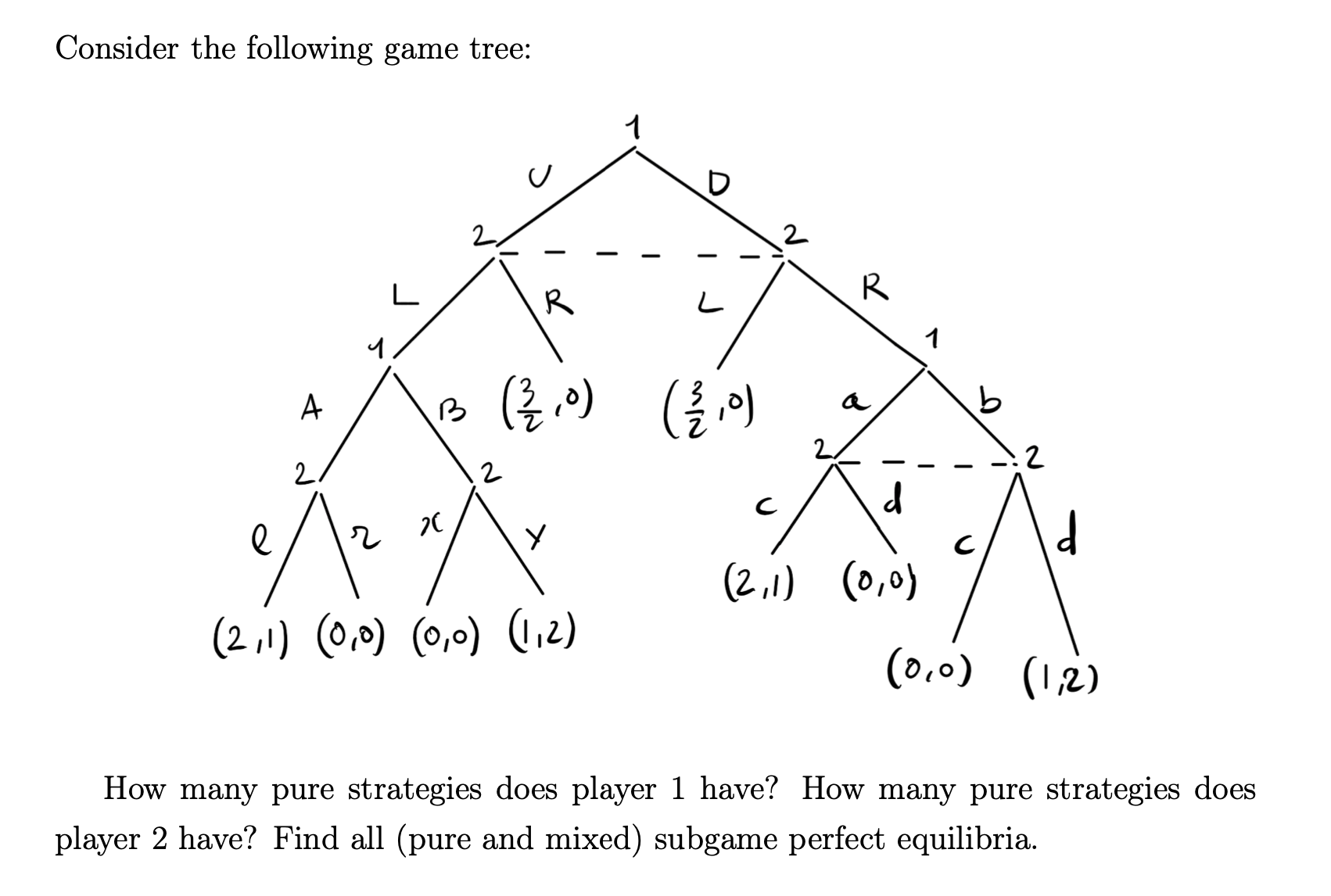  Consider the following game tree: U D A) /> :/\\ '
