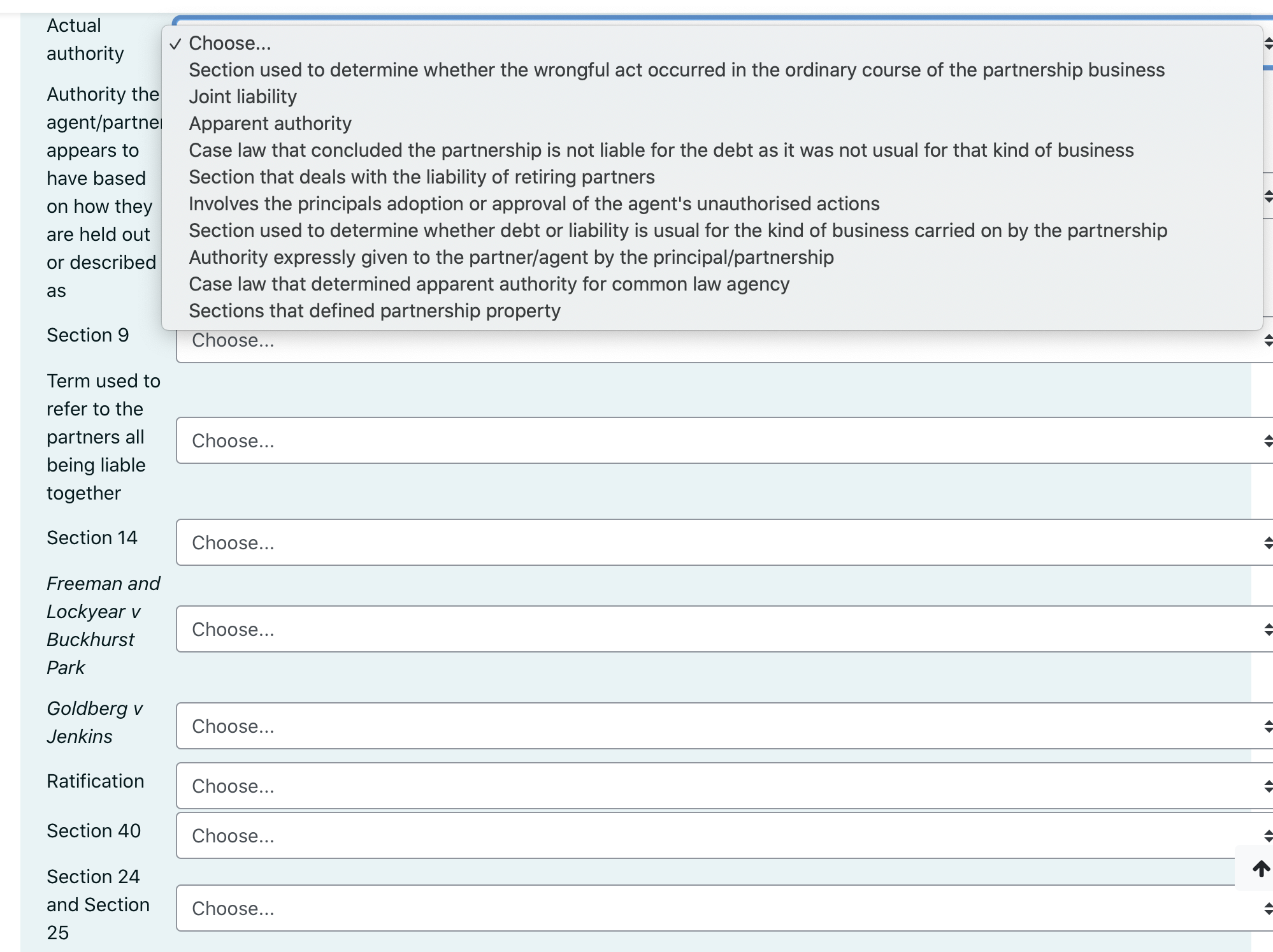  Match each question by the options below, the options for each