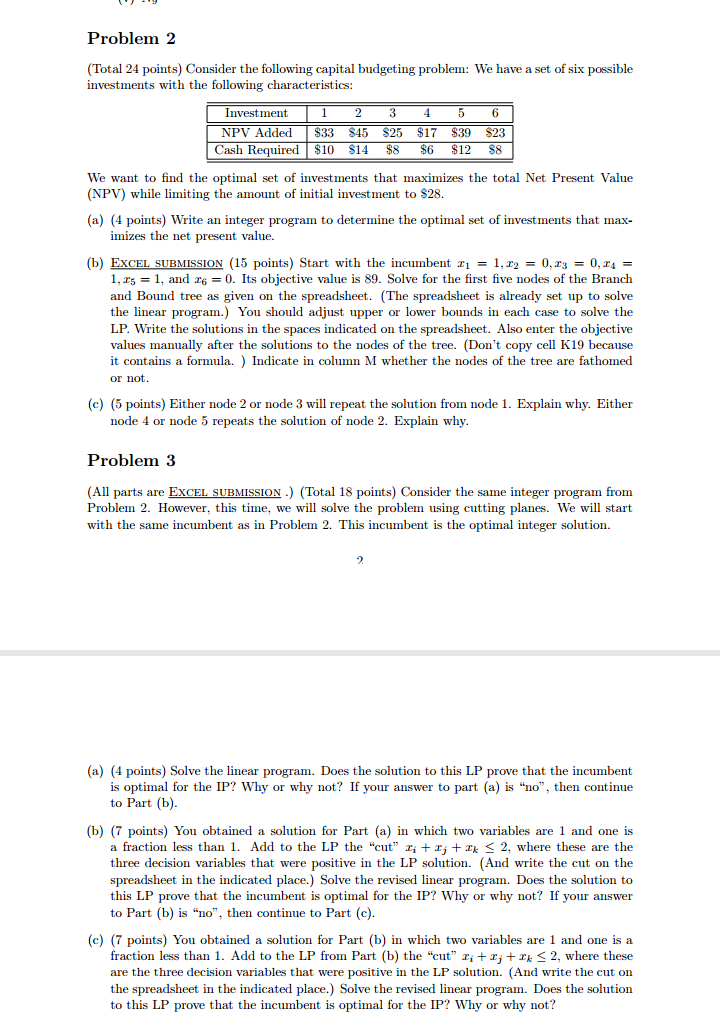  answer all questions t'l' .13 Problem 2 [Total 24 points} Consider