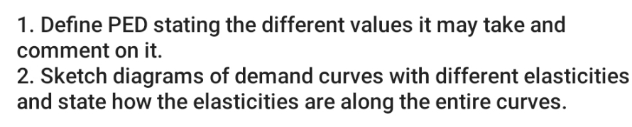 and comment on it. 2. Sketch diagrams of demand curves with different