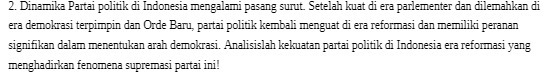 era parlernenter dan di era demokrasi terpzmpin dan Orde Baru partai polidk