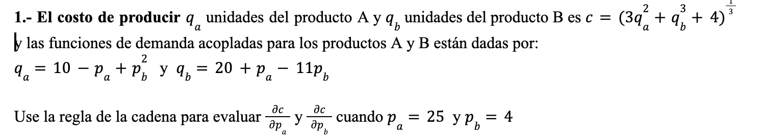 Dc Use la regla de la cadena para evaluar -F y b