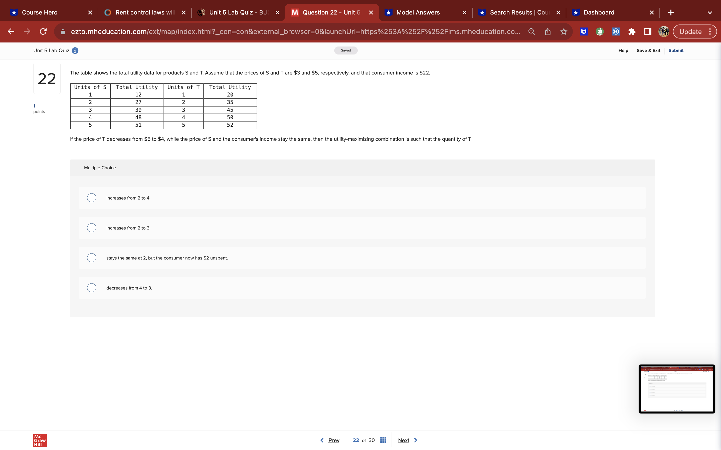 10 O It cannot be determined with the information given. *Course Hero