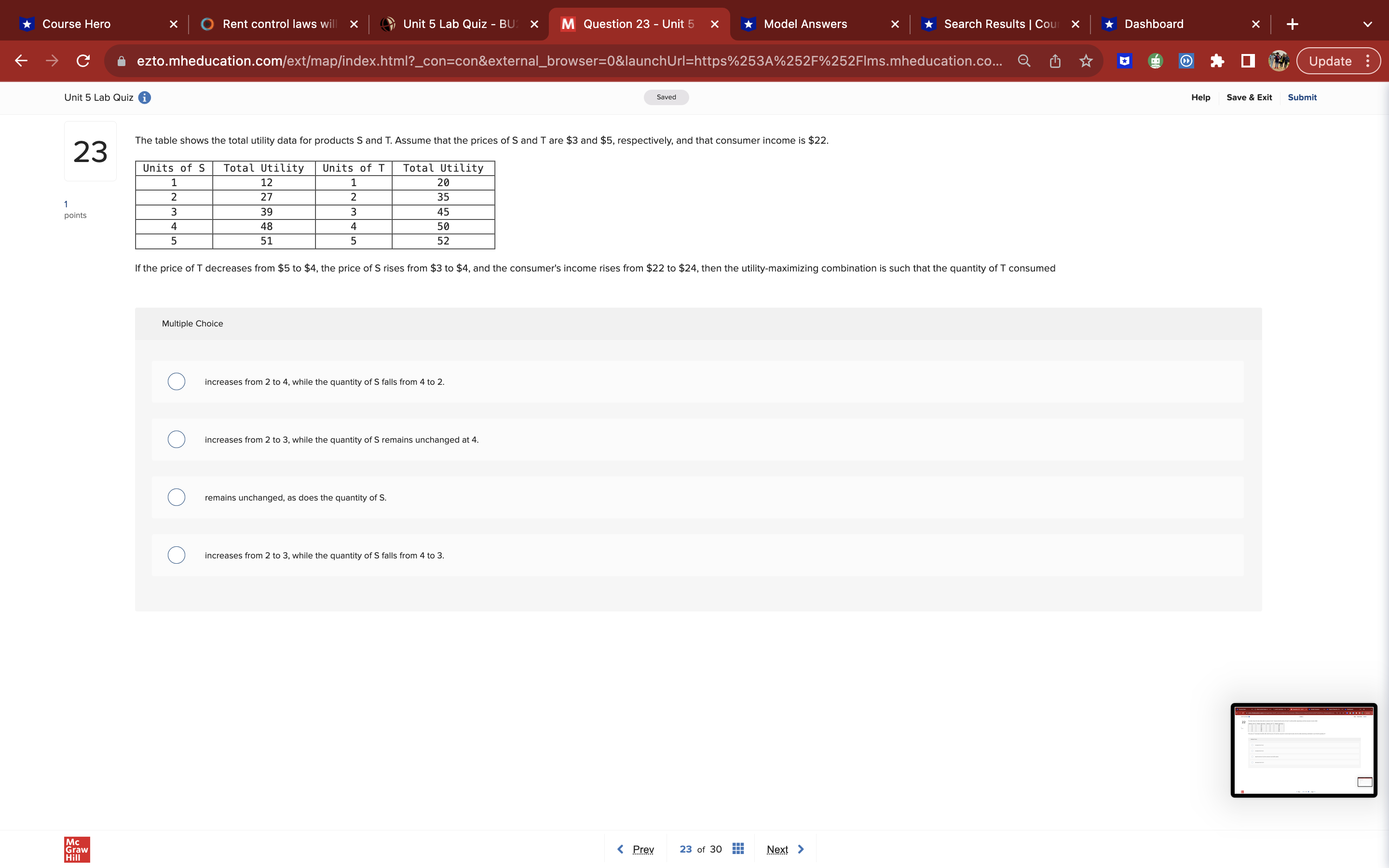 X Rent control laws will x @ Unit 5 Lab Quiz -