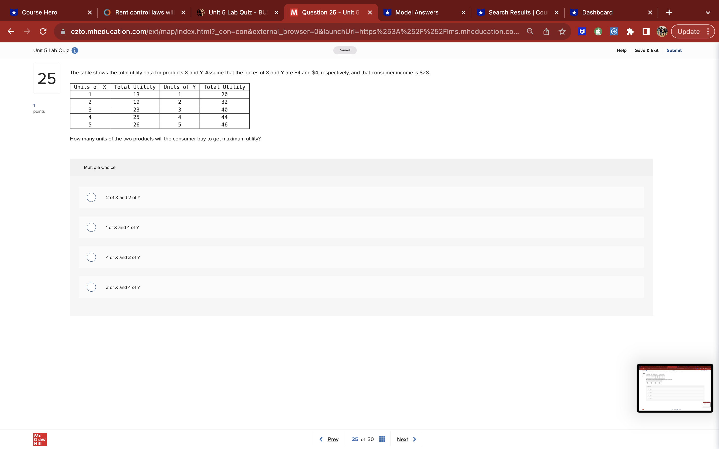 IN a points Refer to the data. The value for Y is