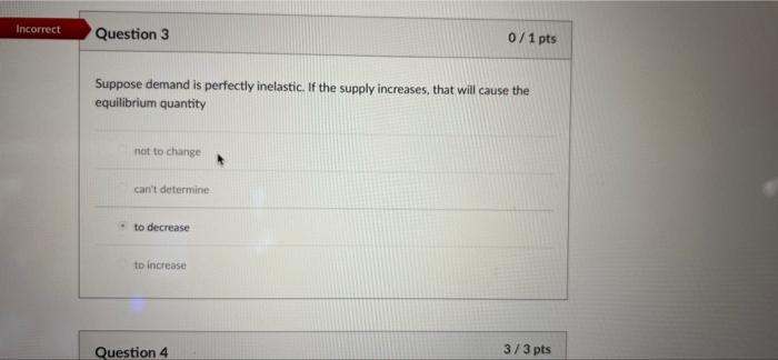 is perfectly inelastic. If the supply increases, that will cause the equilibrium