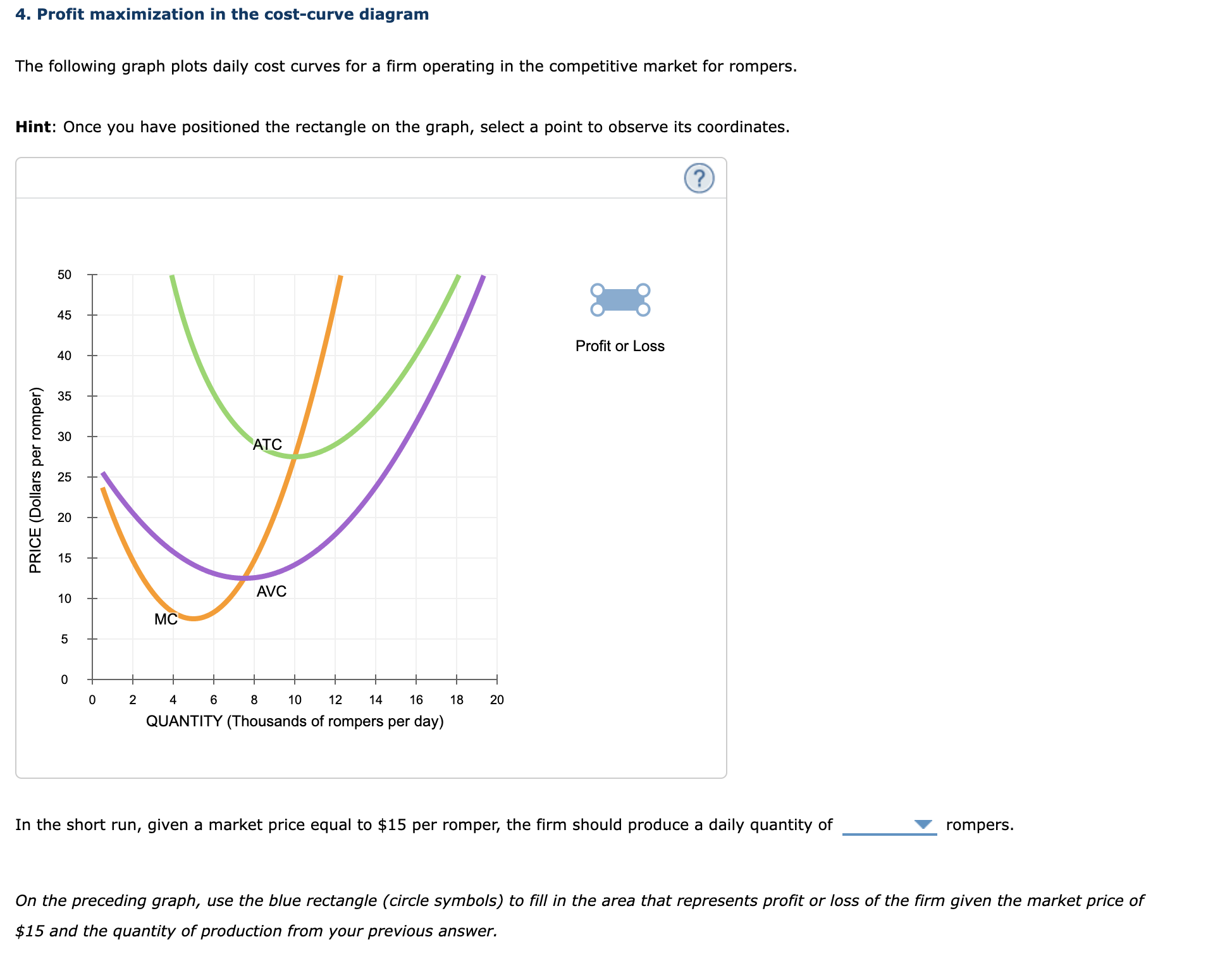 and marginal cost for the rst seven rompers they produce, and plot