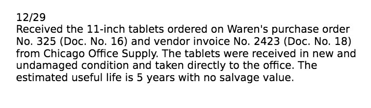 Waren's purchase order NO. 325 ( DOC. No. 16 ) and vendor
