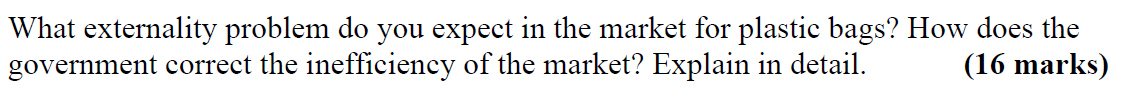 bags? How does the government correct the inefficiency of the market? Explain