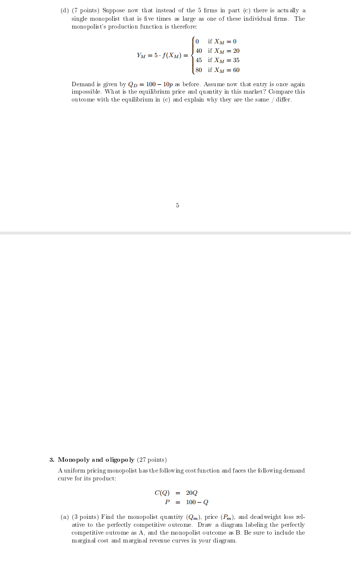 The consumer has cash income, M = 200, and faces prices, Px