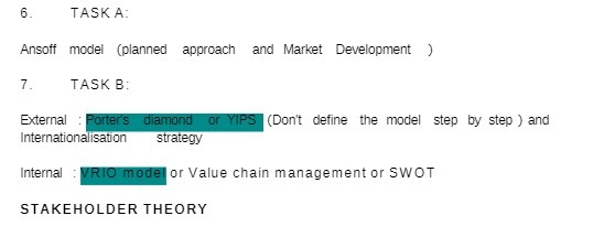 7. TASK B: External : Porter's diamond or YIPS (Don't define the