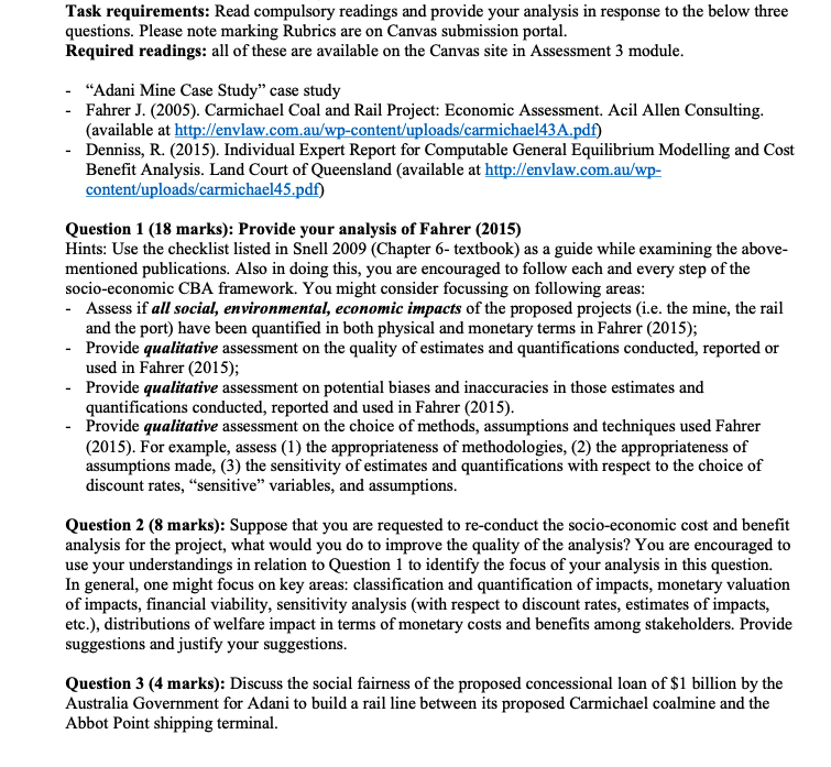 Task requirements: Read compulsory readings and provide your analysis in response