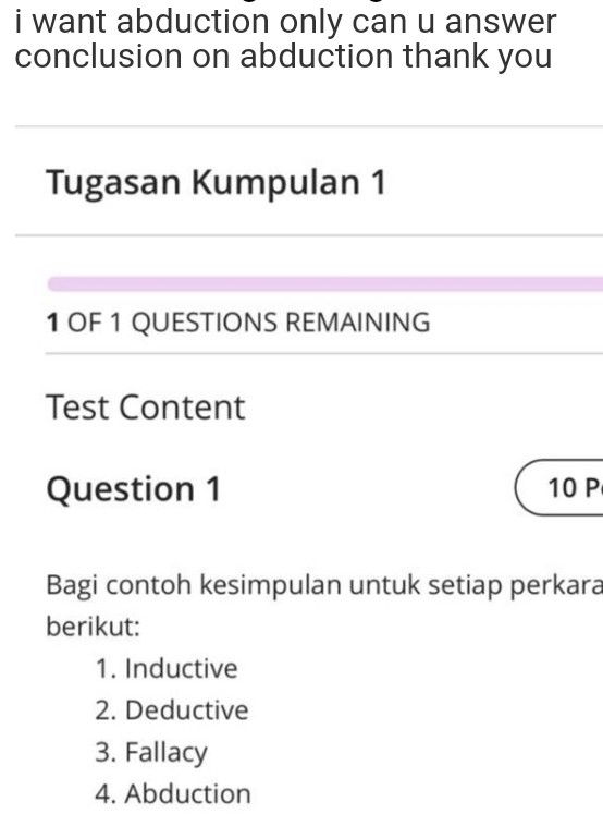 i want abduction only can u answer conclusion on abduction thank