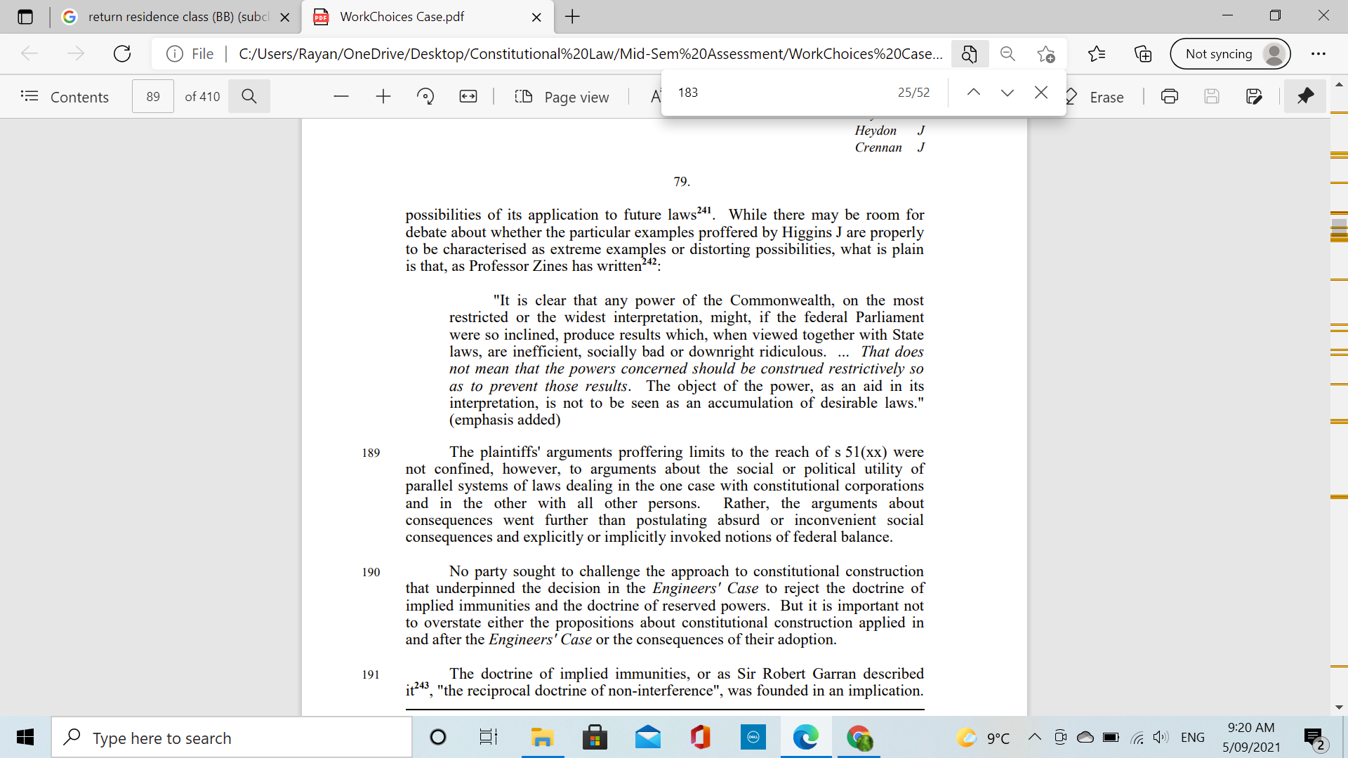 a law is supported by s 51(xx) is an implicit assertion about