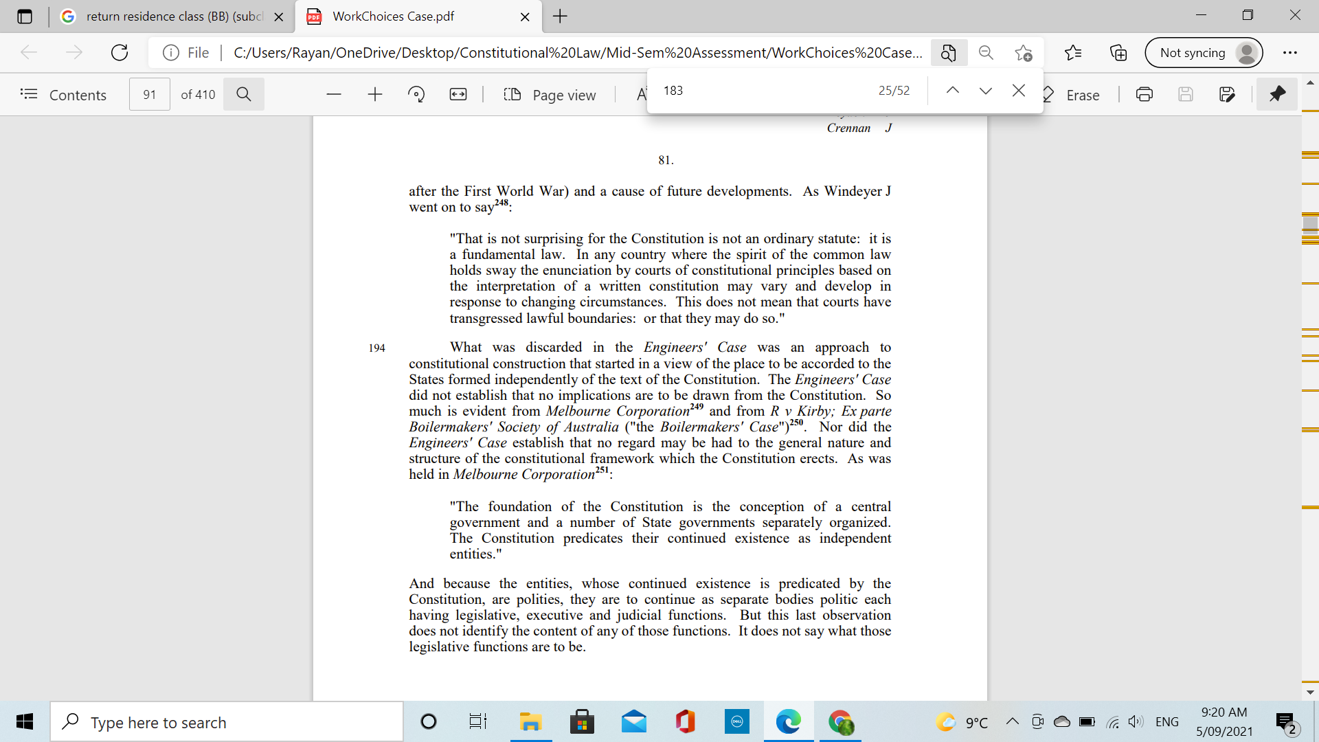 ordinary scope to the legislative power with respect to the particular persons