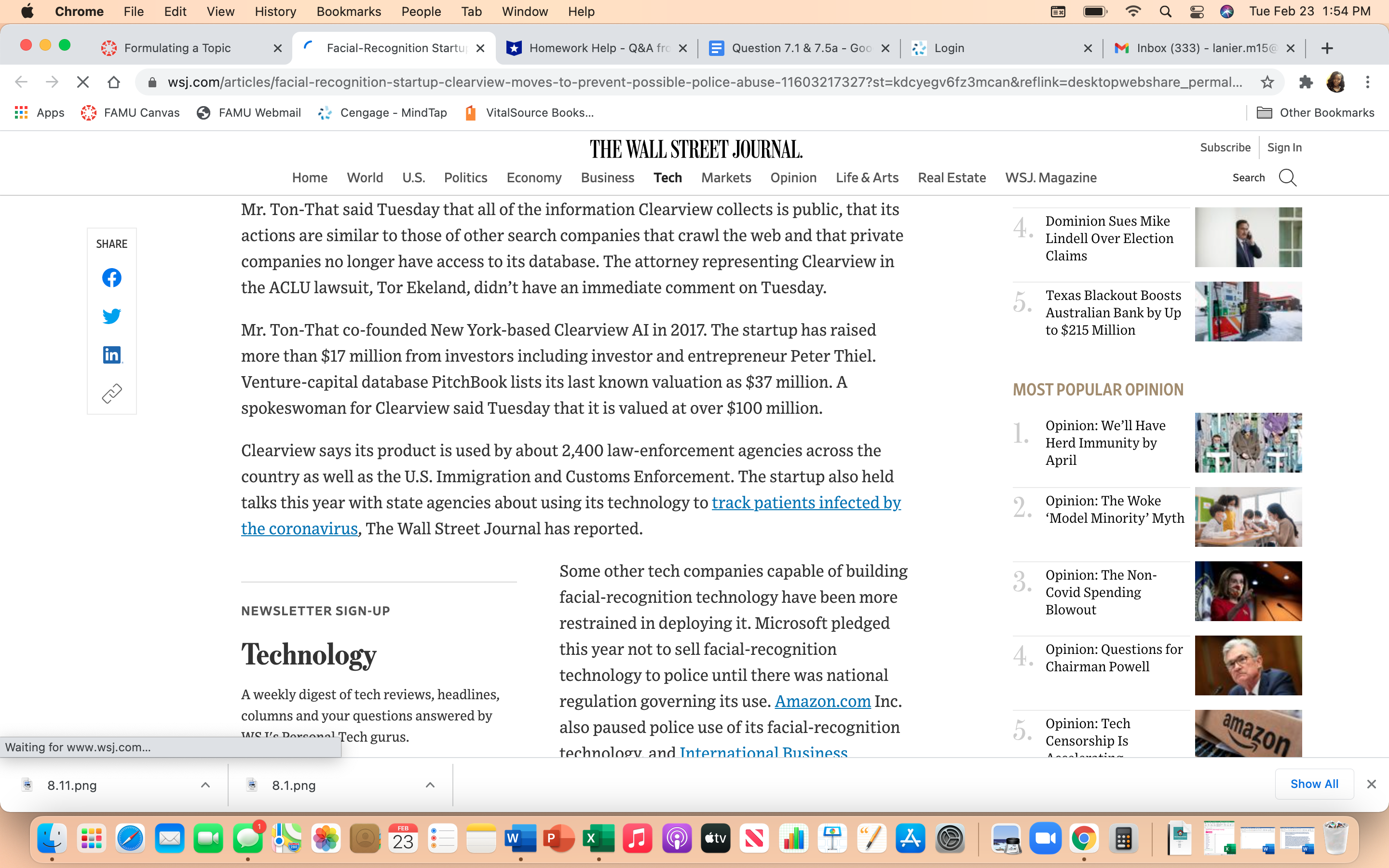 Estate WSJ. Magazine Search Q Facial-Recognition Startup Clearview Moves to Limit Risk