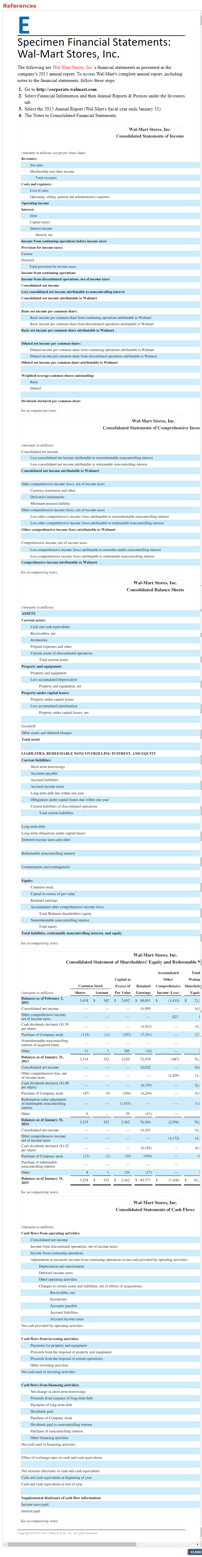 ofAmazon.com, Inc.are presented in 12.3 AMAZON.Financial statements ofWal-Mart Stores, Inc. are presented