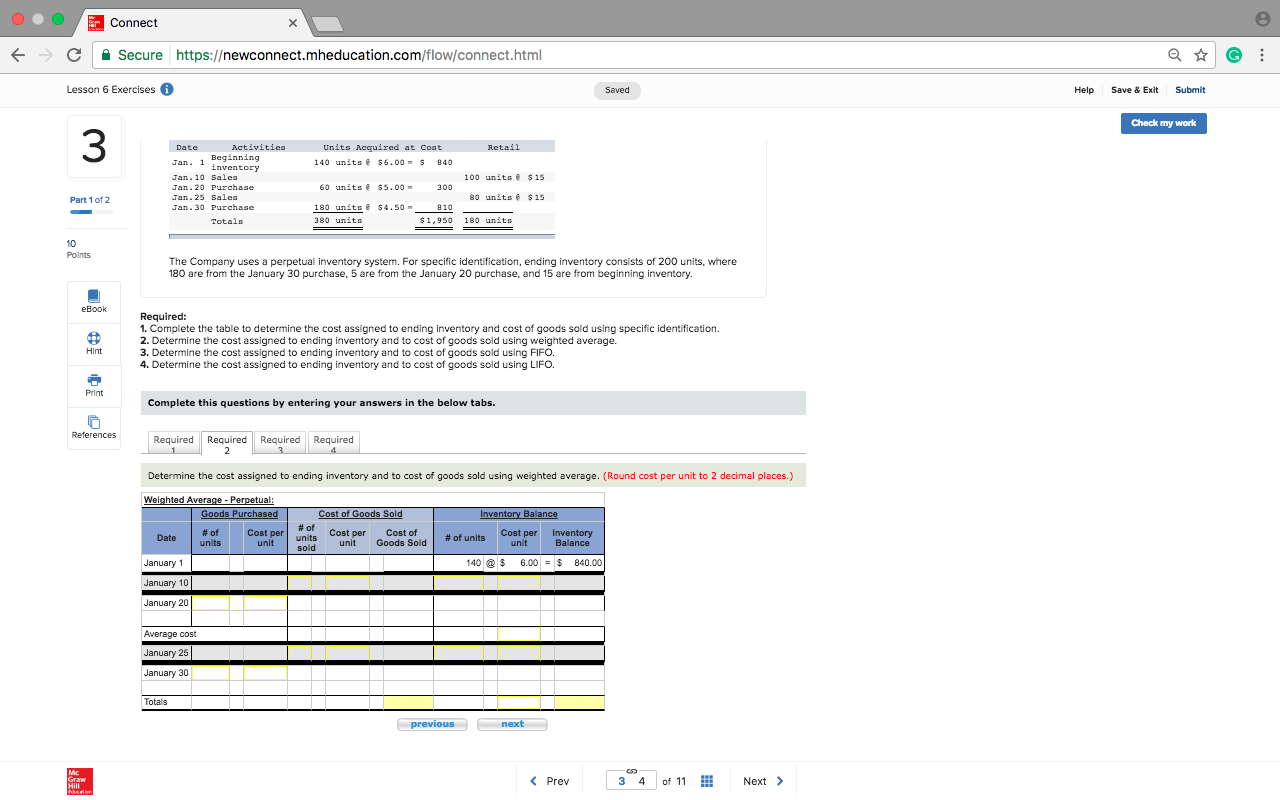 the January 20 purchase, and 15 are from beginning Inventory. em Required: