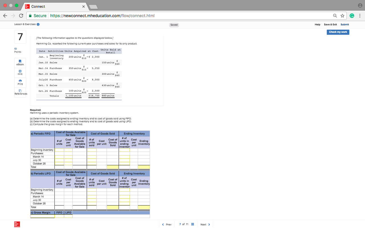no cost. of goods sold using FIFO. 6 Q. Determlne the cost