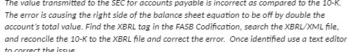 causing the right side of the balance shut equation to be off