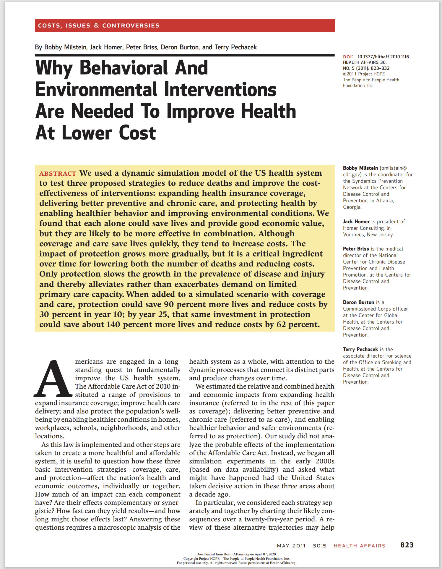 Summarize the attached article ISSUES & CONTROVERSIES COSTS, By Bobby Milstein,