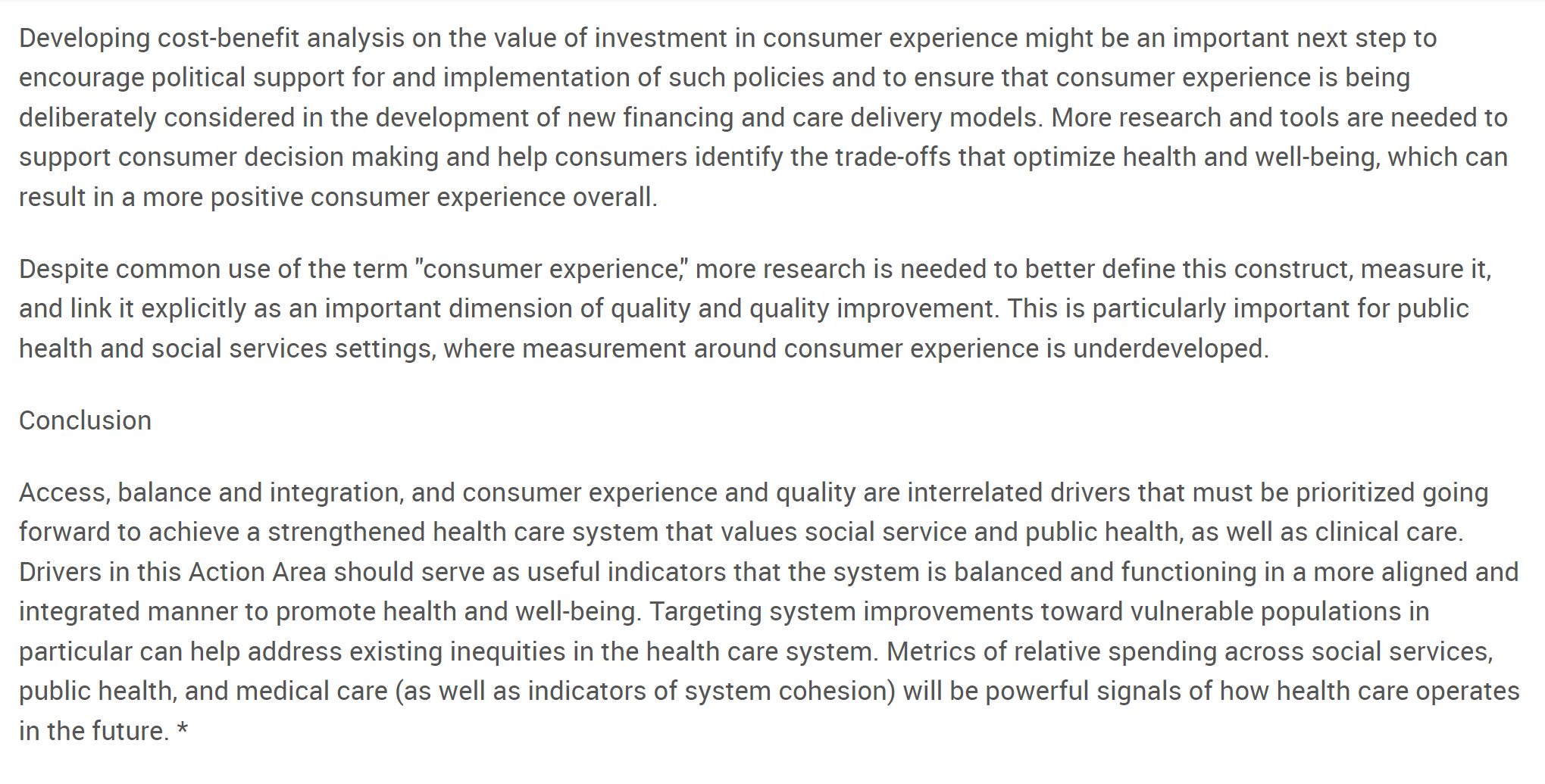 individuals will require a broader conceptualization of health and more explicit connections